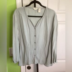 J. Jill Soft Sage Green Button-Up Blouse, size Medium